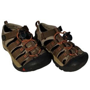 Keen Toddler Boy Hiking Sandals Trail Shoes Brown Orange Size 11 Adjustable